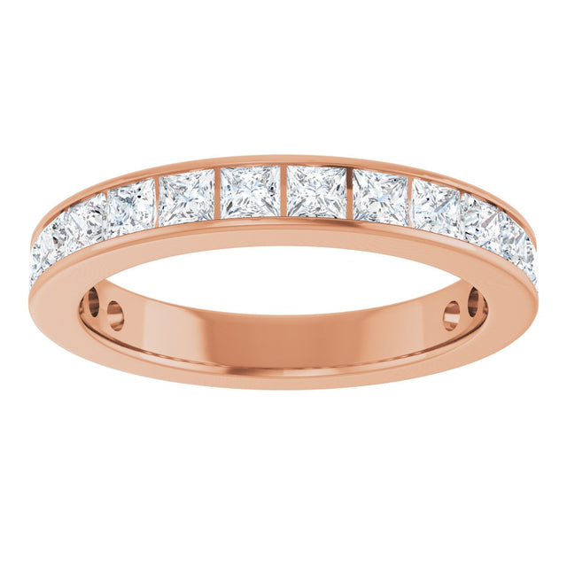 10K Gold Square Natural Diamond Channel-Set Anniversary Band – 2 3/4 CTW - Rose Gold - view 3