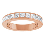 10K Gold Square Natural Diamond Channel-Set Anniversary Band – 2 3/8 CTW - Rose Gold - view 3