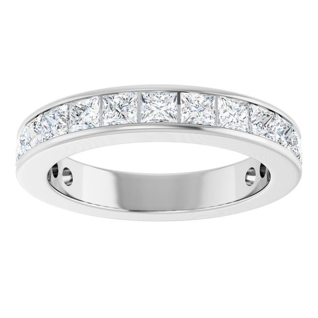 10K Gold Square Natural Diamond Channel-Set Anniversary Band – 2 1/3 CTW - White Gold - view 3