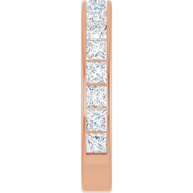 14K Gold Square Natural Diamond Channel-Set Anniversary Band – 2.5x2.5 mm Stones - Rose Gold - view 4