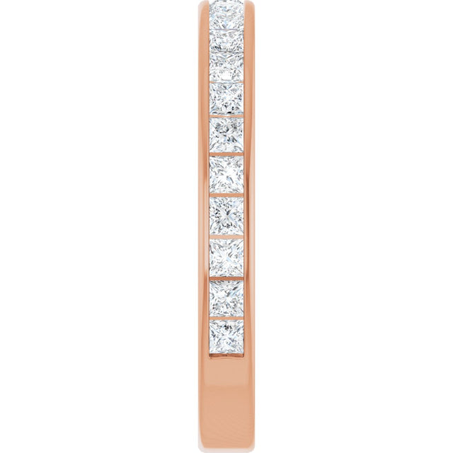 14K Gold Square Natural Diamond Channel-Set Anniversary Band – 2x2 mm Stones - Rose Gold - view 4