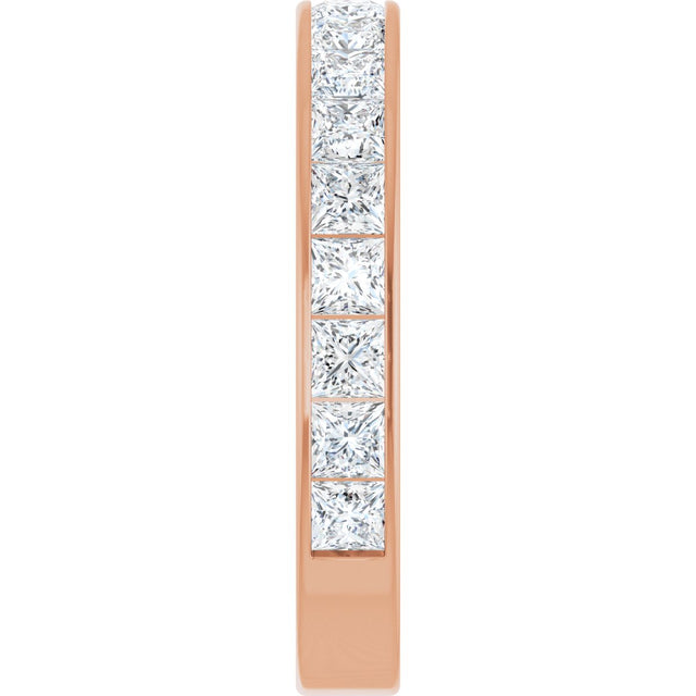 14K Gold Square Lab-Grown Diamond Channel-Set Anniversary Band – 3x3 mm Stones - Rose Gold - view 4