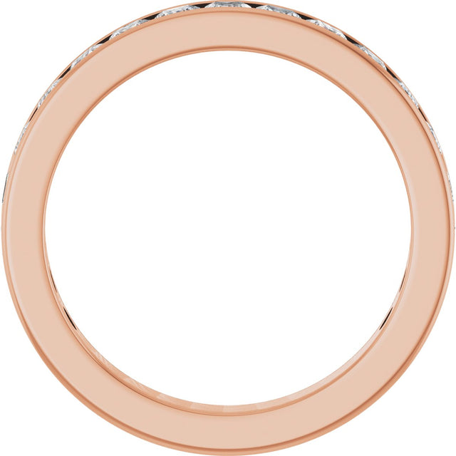 14K Gold Square Lab-Grown Diamond Channel-Set Anniversary Band – 3x3 mm Stones - Rose Gold - view 2