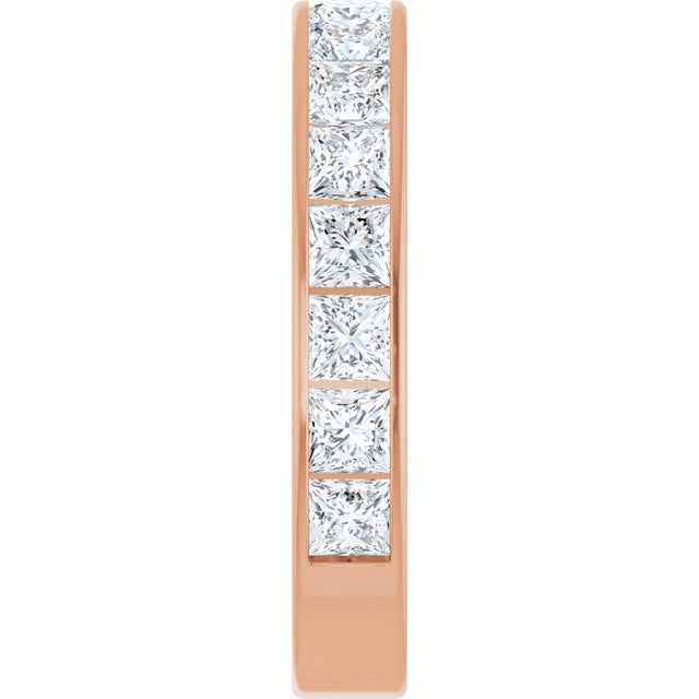 14K Gold Square Lab-Grown Diamond Channel-Set Anniversary Band – 3x3 mm Stones - Rose Gold - view 4
