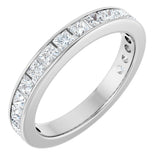 14K Gold Square Natural Diamond Channel-Set Anniversary Band – 2.5x2.5 mm Stones - White Gold