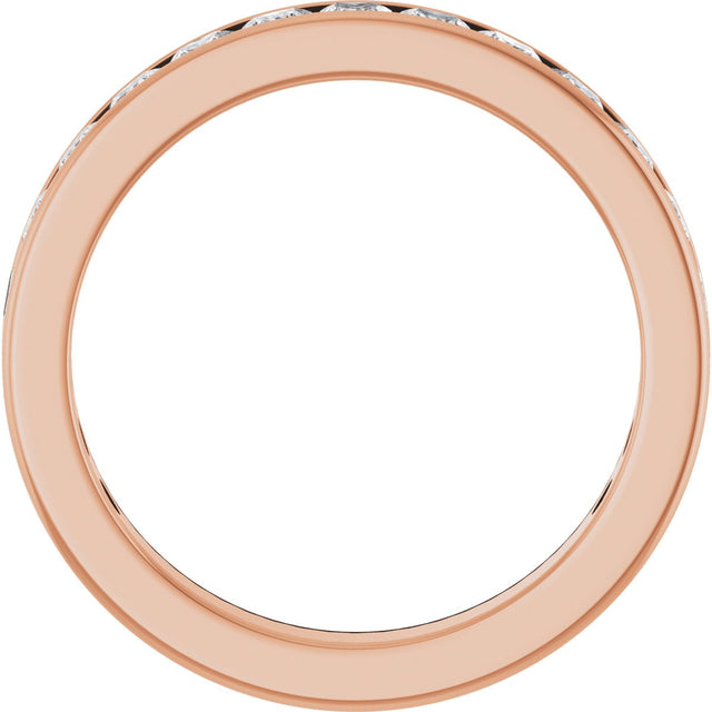 14K Gold Square Natural Diamond Channel-Set Anniversary Band – 2.5x2.5 mm Stones - Rose Gold - view 2