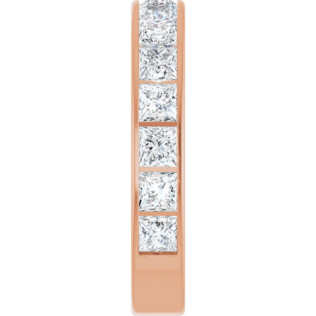 14K Gold Square Lab-Grown Diamond Channel-Set Anniversary Band – 3x3 mm Stones - Rose Gold - view 4