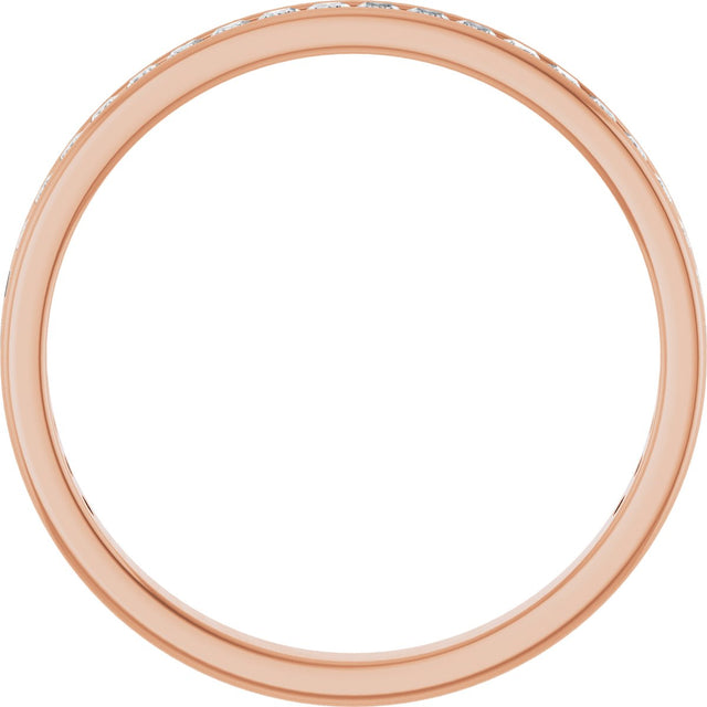14K Gold Square Lab-Grown Diamond Channel-Set Anniversary Band – 1.75x1.75 mm Stones - Rose Gold - view 2