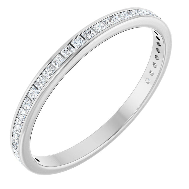 14K Gold Square Natural Diamond Channel-Set Anniversary Band – 1.5x1.5 mm Stones (3/4 CTW) - White Gold