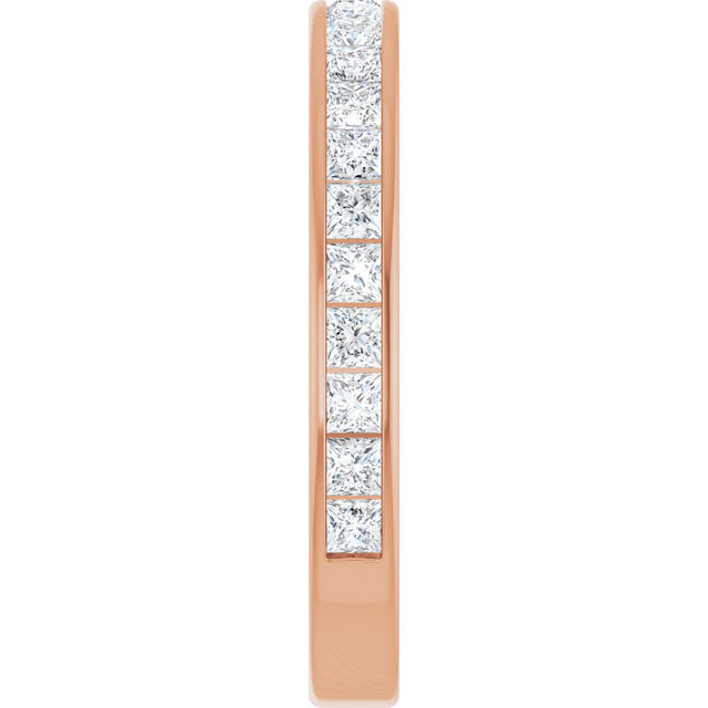 14K Gold Square Lab-Grown Diamond Channel-Set Anniversary Band – 2x2 mm Stones - Rose Gold - view 4