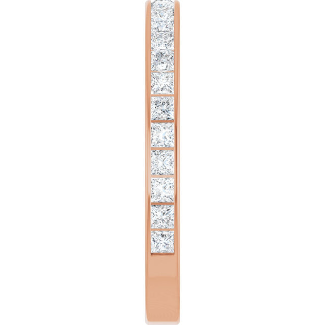 14K Gold Square Natural Diamond Channel-Set Anniversary Band – 2.5x2.5 mm Stones (2 1/3–2 3/8 CTW) - Rose Gold - view 4