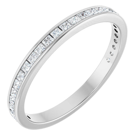 14K Gold Square Lab-Grown Diamond Channel-Set Anniversary Band – 1.5x1.5 mm Stones - White Gold
