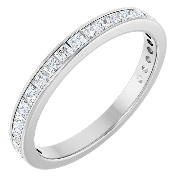 14K Gold Square Lab-Grown Diamond Channel-Set Anniversary Band – 2.25x2.25 mm Stones - White Gold