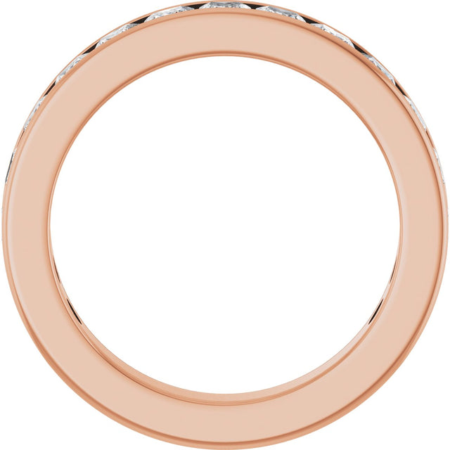 14K Gold Square Lab-Grown Diamond Channel-Set Anniversary Band – 3x3 mm Stones - Rose Gold - view 2