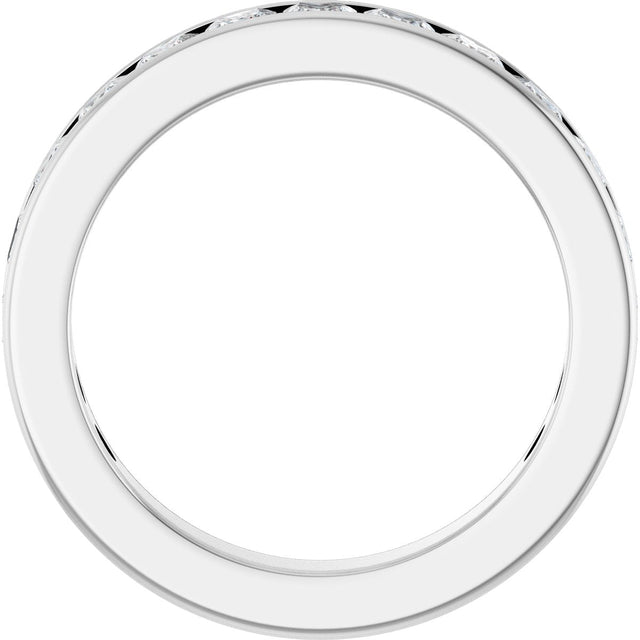 14K Gold Square Lab-Grown Diamond Channel-Set Anniversary Band – 3x3 mm Stones - White Gold - view 2