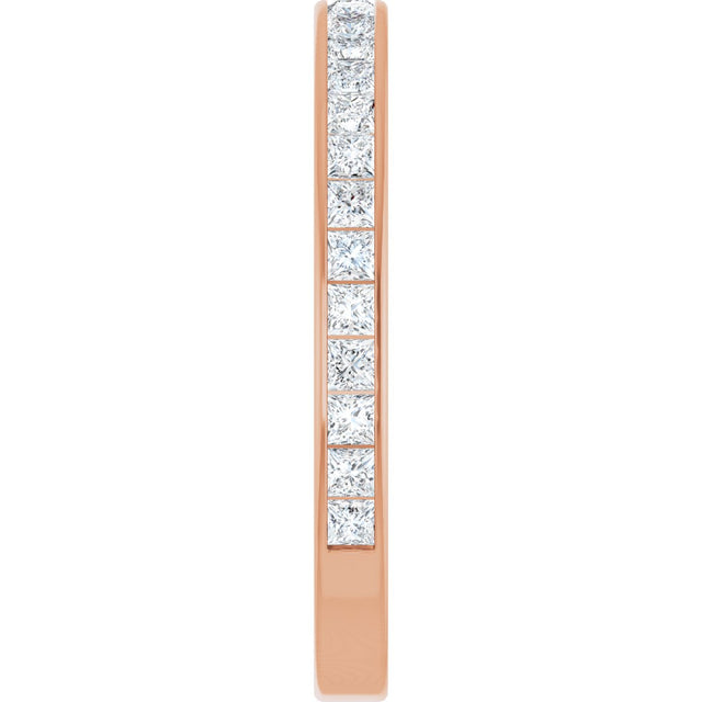 14K Gold Square Lab-Grown Diamond Channel-Set Anniversary Band – 2.25x2.25 mm Stones - Rose Gold - view 4