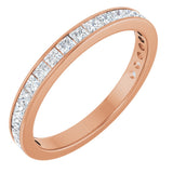 14K Gold Square Natural Diamond Channel-Set Anniversary Band – 2.5x2.5 mm Stones - Rose Gold