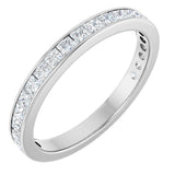 14K Gold Square Natural Diamond Channel-Set Anniversary Band – 2.5x2.5 mm Stones - White Gold