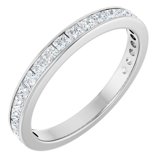 14K Gold Square Natural Diamond Channel-Set Anniversary Band – 2.5x2.5 mm Stones - White Gold