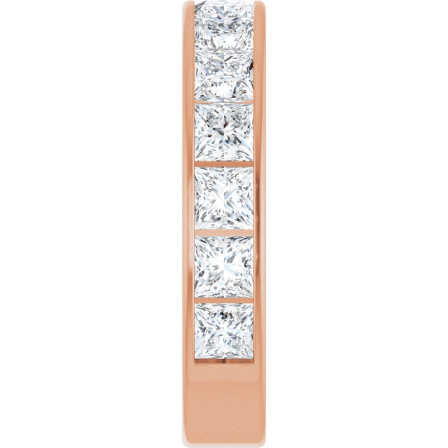 14K Gold Square Natural Diamond Channel-Set Anniversary Band – 3x3 mm Stones - Rose Gold - view 4