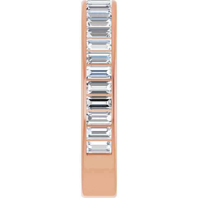 14K Gold Straight Baguette Natural Diamond Channel-Set Anniversary Band – 3x1.5 mm Stones - Rose Gold - view 4