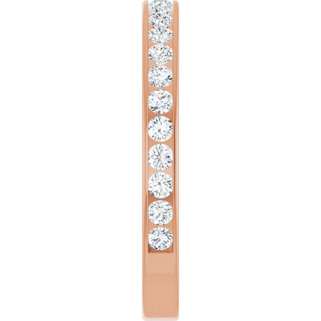 14K Gold Round Natural Diamond Channel-Set Anniversary Band – 2.5 mm Stones - Rose Gold - view 4