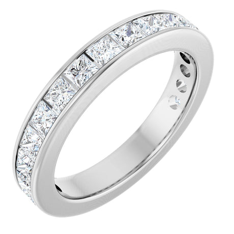 14K Gold Square Lab-Grown Diamond Channel-Set Anniversary Band – 2.5x2.5 mm Stones - White Gold