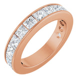 14K Gold Square Lab-Grown Diamond Channel-Set Anniversary Band – 3x3 mm Stones - Rose Gold