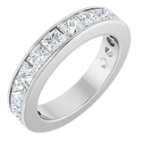 14K Gold Square Natural Diamond Channel-Set Anniversary Band – 3x3 mm Stones - White Gold