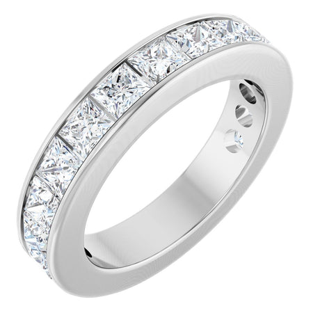 14K Gold Square Lab-Grown Diamond Channel-Set Anniversary Band – 3x3 mm Stones - White Gold