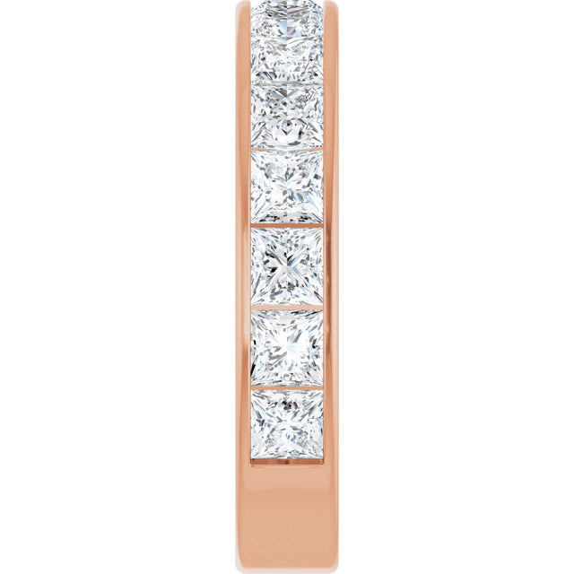 14K Gold Square Lab-Grown Diamond Channel-Set Anniversary Band – 3x3 mm Stones - Rose Gold - view 4