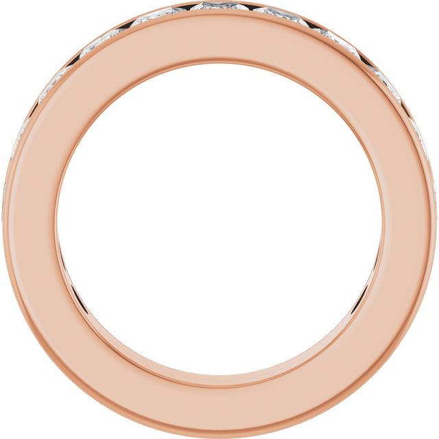 14K Gold Square Lab-Grown Diamond Channel-Set Anniversary Band – 3x3 mm Stones - Rose Gold - view 2