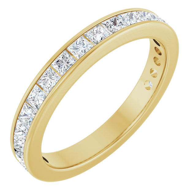 14K Gold Square Natural Diamond Channel-Set Anniversary Band – 2.25x2.25 mm Stones - Yellow Gold