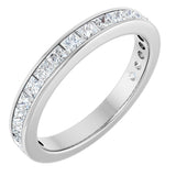 14K Gold Square Natural Diamond Channel-Set Anniversary Band – 2.25x2.25 mm Stones - White Gold