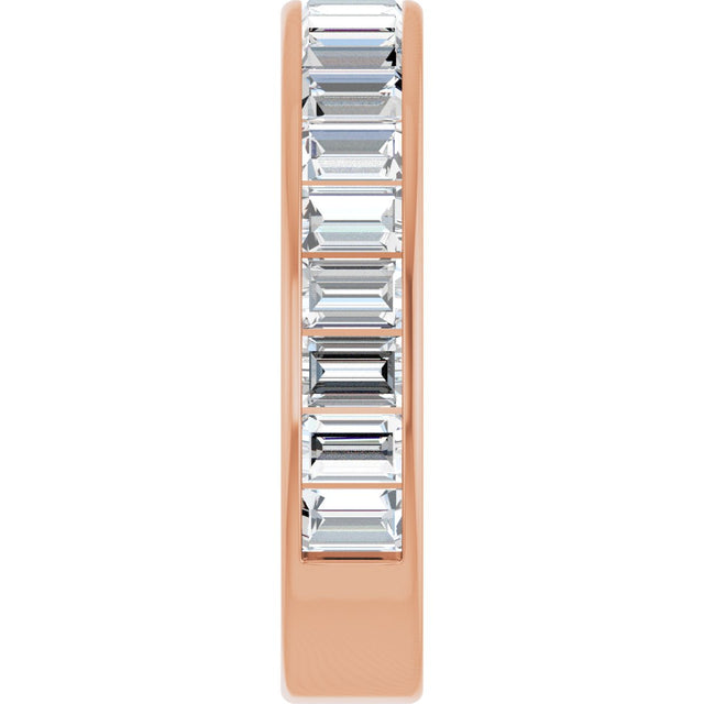 14K Gold Straight Baguette Natural Diamond Channel-Set Anniversary Band – 3x2 mm Stones - Rose Gold - view 4