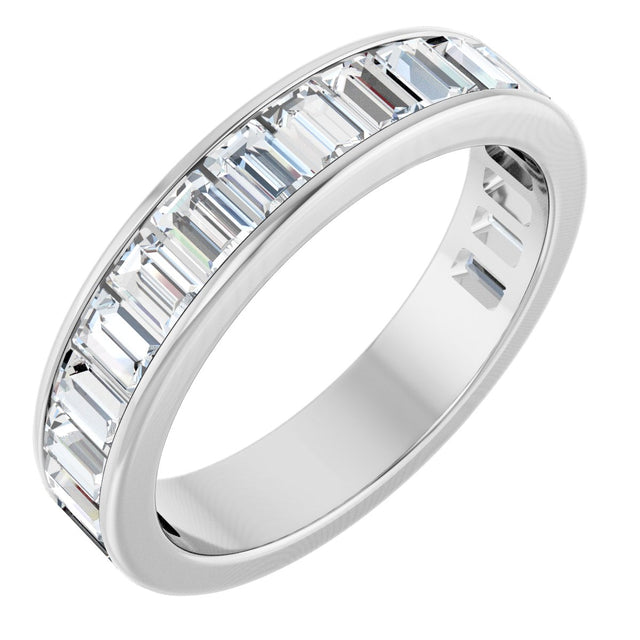 14K Gold Straight Baguette Lab-Grown Diamond Channel-Set Anniversary Band – 3x2 mm Stones - White Gold