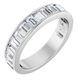 14K Gold Straight Baguette Natural Diamond Channel-Set Anniversary Band – 3x2 mm Stones - White Gold