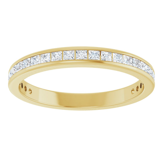 14K Gold Square Lab-Grown Diamond Channel-Set Anniversary Band – 1.5x1.5 mm Stones - Yellow Gold - view 3