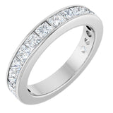 14K Gold Square Natural Diamond Channel-Set Anniversary Band – 2.5x2.5 mm Stones - White Gold