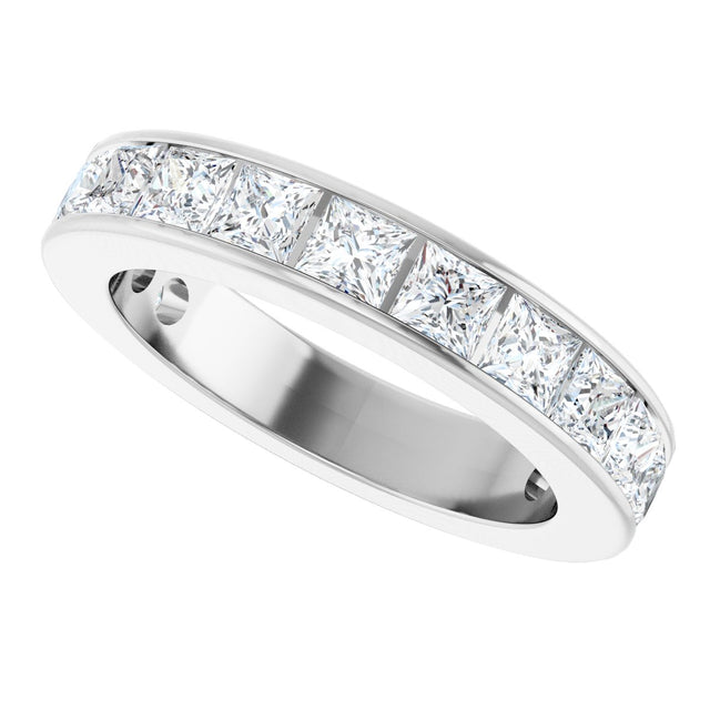 14K Gold Square Natural Diamond Channel-Set Anniversary Band – 3x3 mm Stones - White Gold - view 5