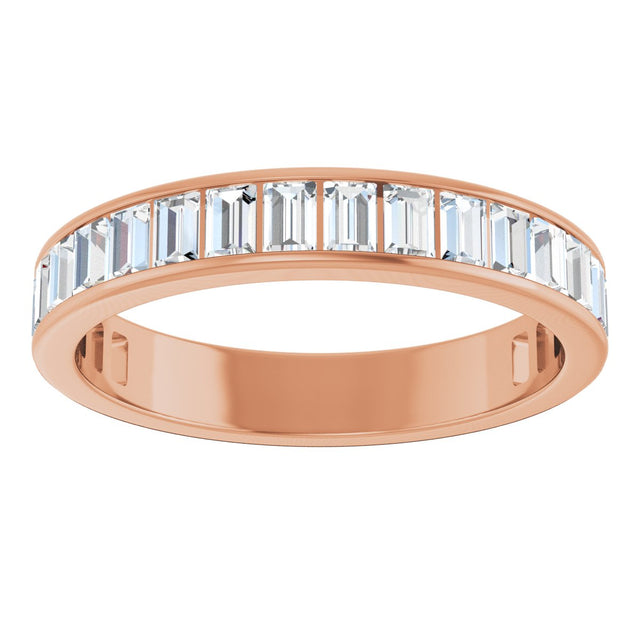 14K Gold Straight Baguette Lab-Grown Diamond Channel-Set Anniversary Band – 3x2 mm Stones - Rose Gold - view 3