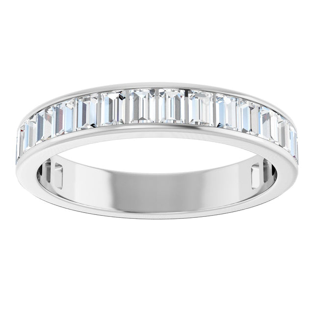 14K Gold Straight Baguette Lab-Grown Diamond Channel-Set Anniversary Band – 3x2 mm Stones - White Gold - view 3