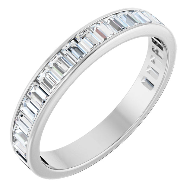 14K Gold Straight Baguette Natural Diamond Channel-Set Anniversary Band – 3x2 mm Stones - White Gold