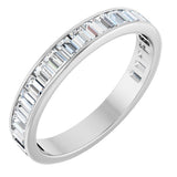 14K Gold Straight Baguette Lab-Grown Diamond Channel-Set Anniversary Band – 3x2 mm Stones - White Gold