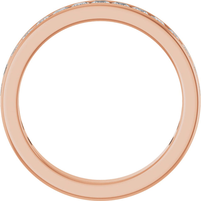 14K Gold Square Lab-Grown Diamond Channel-Set Anniversary Band – 2.25x2.25 mm Stones - Rose Gold - view 2