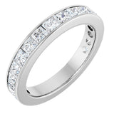 14K Gold Square Lab-Grown Diamond Channel-Set Anniversary Band – 3x3 mm Stones - White Gold