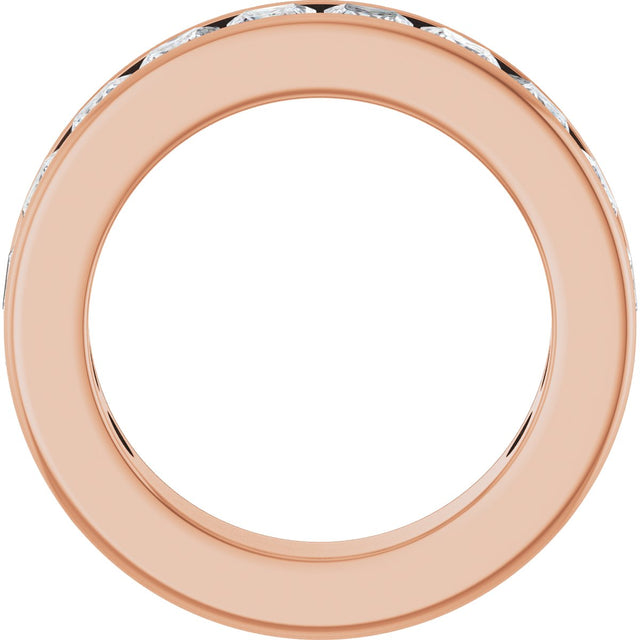 14K Gold Square Lab-Grown Diamond Channel-Set Anniversary Band – 3x3 mm Stones - Rose Gold - view 2