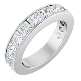 14K Gold Square Natural Diamond Channel-Set Anniversary Band – 3x3 mm Stones - White Gold