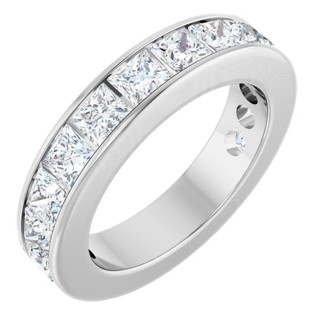 14K Gold Square Lab-Grown Diamond Channel-Set Anniversary Band – 3x3 mm Stones - White Gold