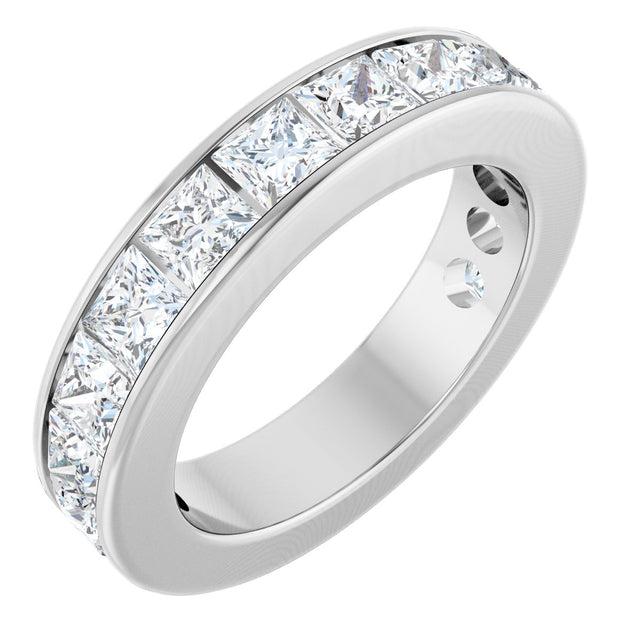 14K Gold Square Lab-Grown Diamond Channel-Set Anniversary Band – 3x3 mm Stones - White Gold
